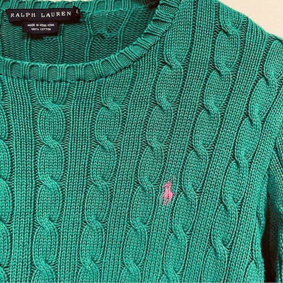 Ralph Lauren green cable knit sweater. Size M/L - Picture 2 of 5